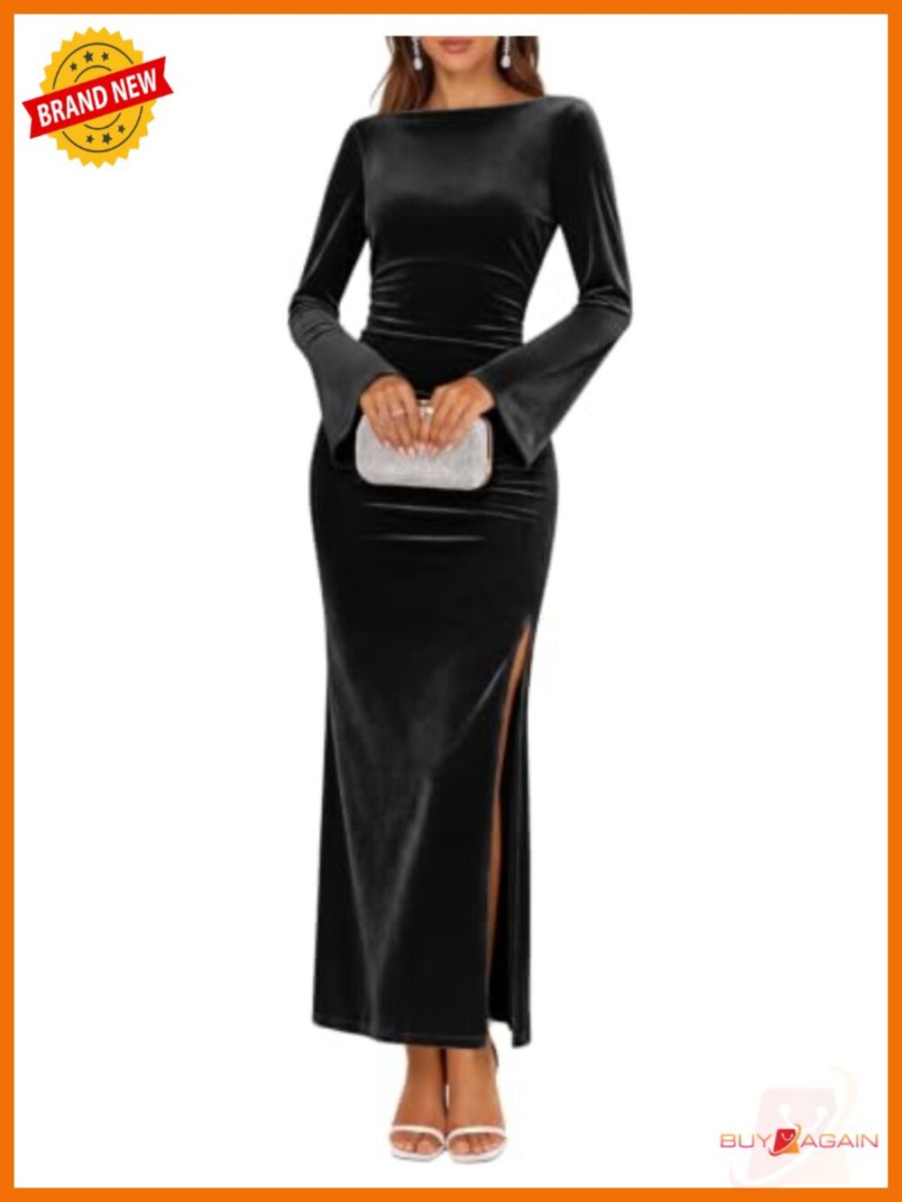 MEROKEETY Women's Formal Velvet Maxi Dress Long Sleeve Bodycon
